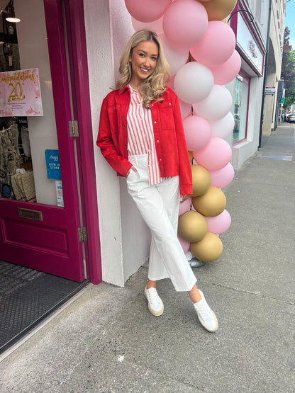 Street One Velour soft Jacket in Glory Red 212633 Red