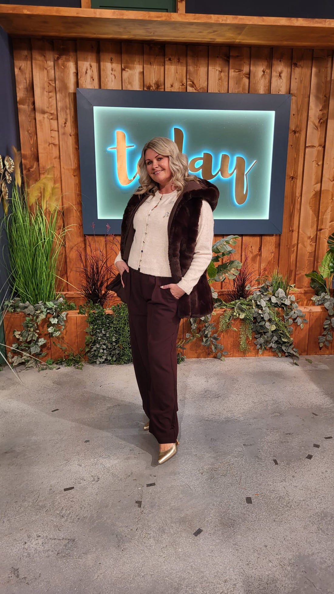 Reversible Faux Fur Gilet in Deep Roast Brown