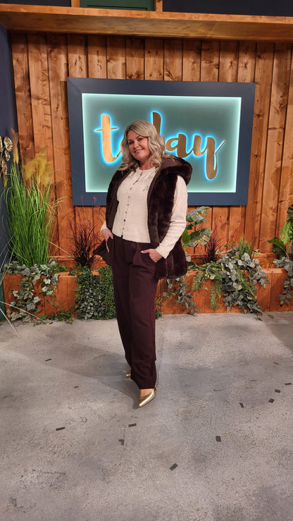 Reversible Faux Fur Gilet in Deep Roast Brown