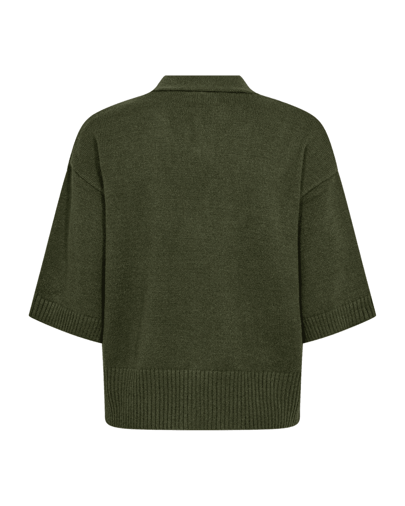 Cardigan with Rosette Button Detail in Kombu Green Or Black