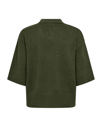 Cardigan with Rosette Button Detail in Kombu Green Or Black
