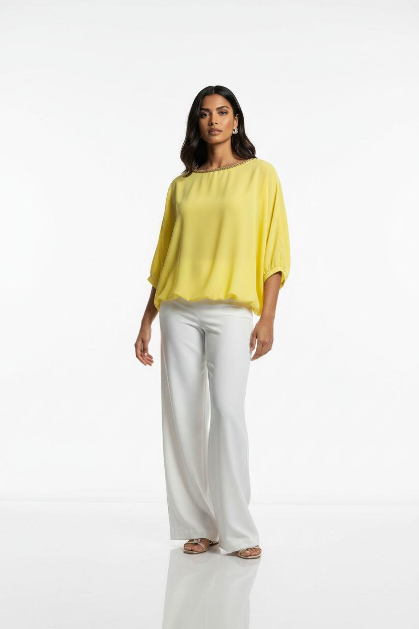 Marc Angelo Gold Trim Batwing blouse  8997