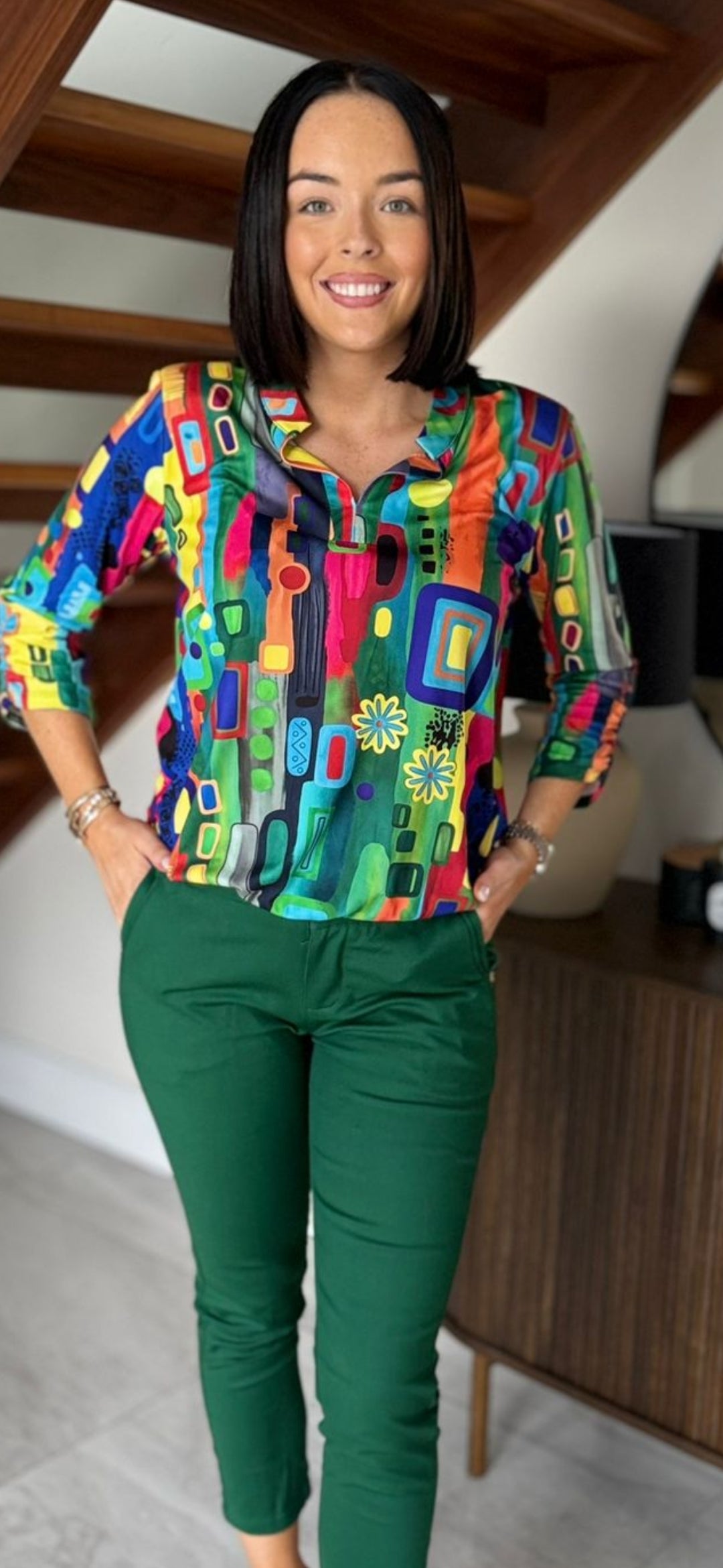Vibrant multi coloured top