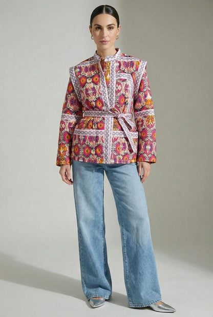 The Victoria quilted print Jacket in Pink  Ma45504