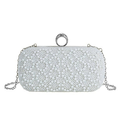Pulse White pearl clutch bag with silver hardware 120894