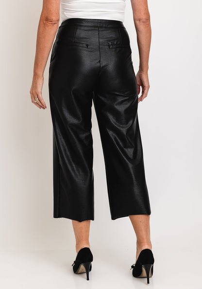 Robell Cloe Faux Leather Cropped Trousers Black 52442 60042