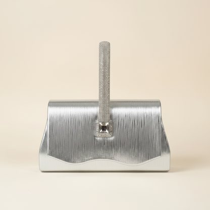 Silver Ribbed Evening Bag Studio