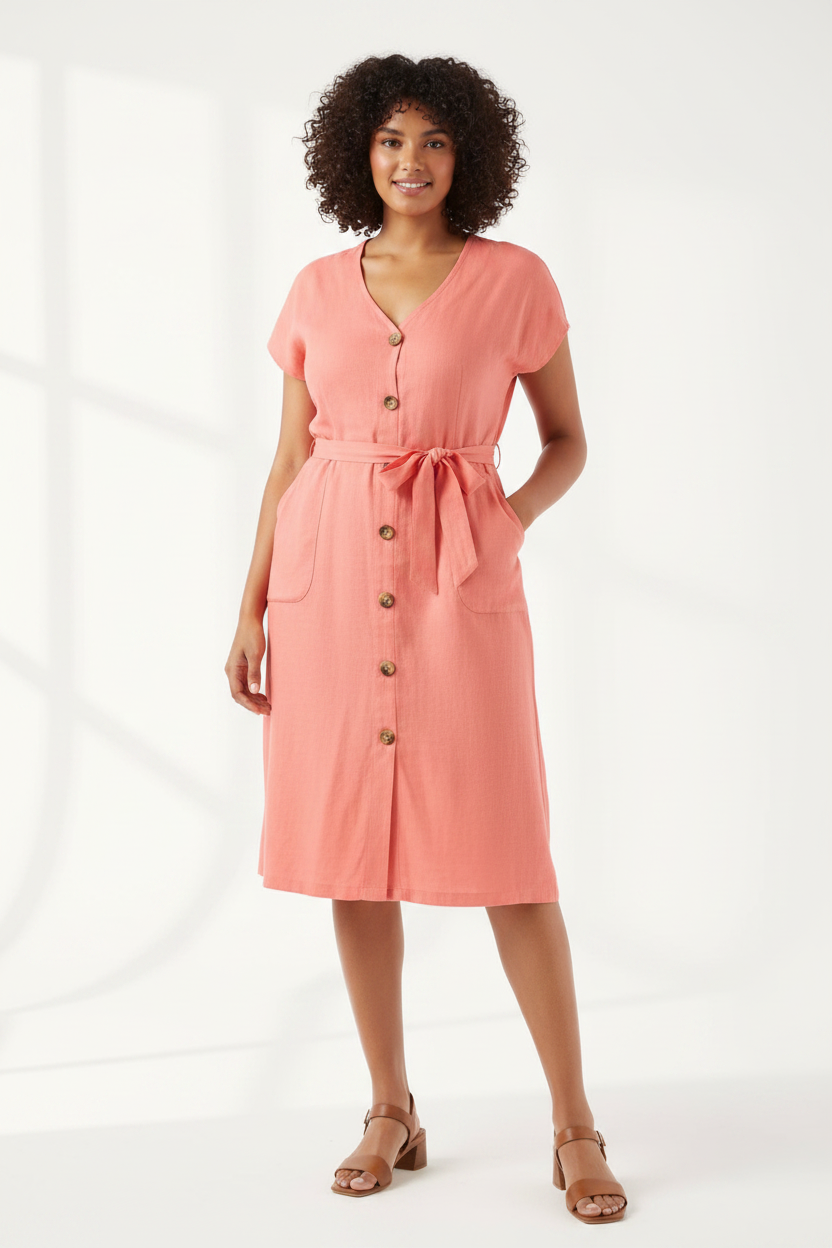 Stella Morgan Linen Blend Dress on Curvy Model