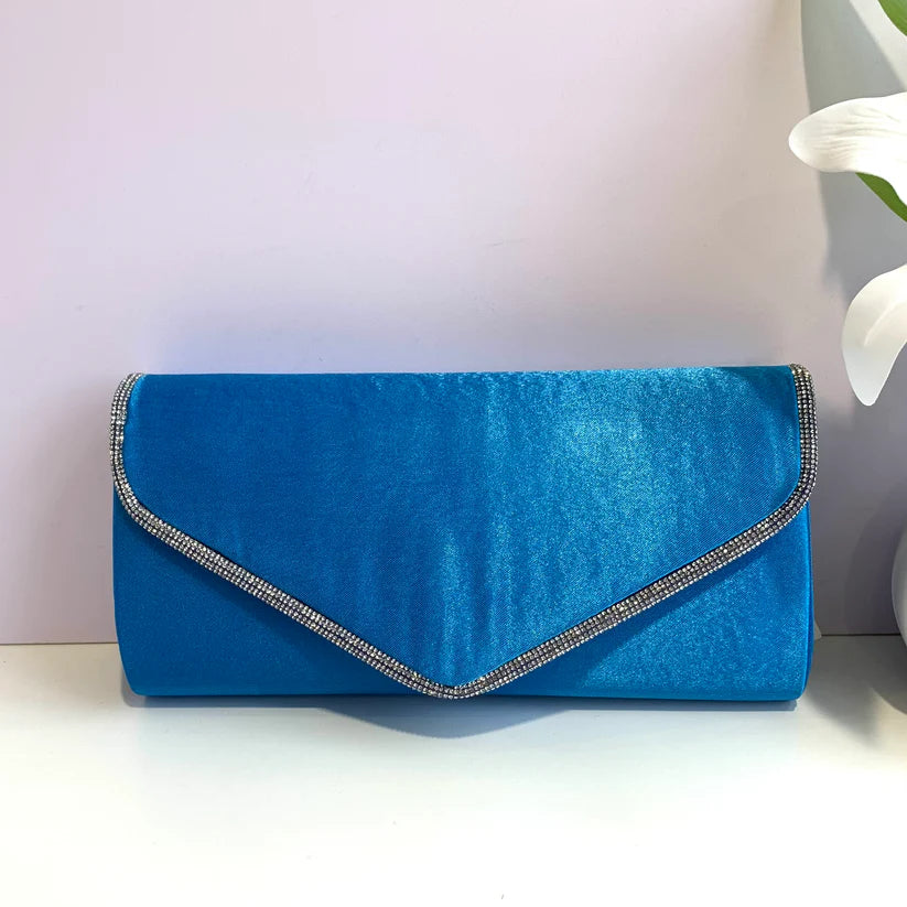 Satin Clutch Bag with long chain strap