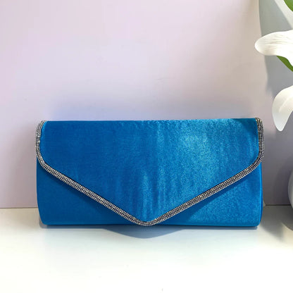 Satin Clutch Bag with long chain strap