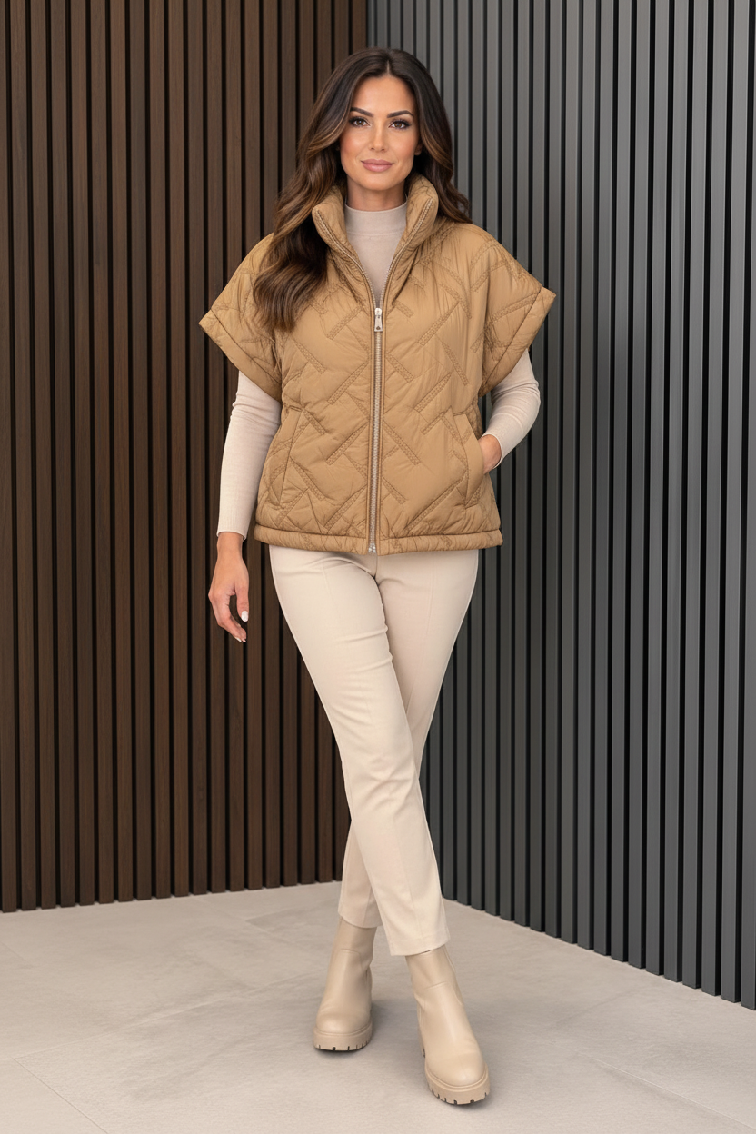 Tan Quilted Gilet