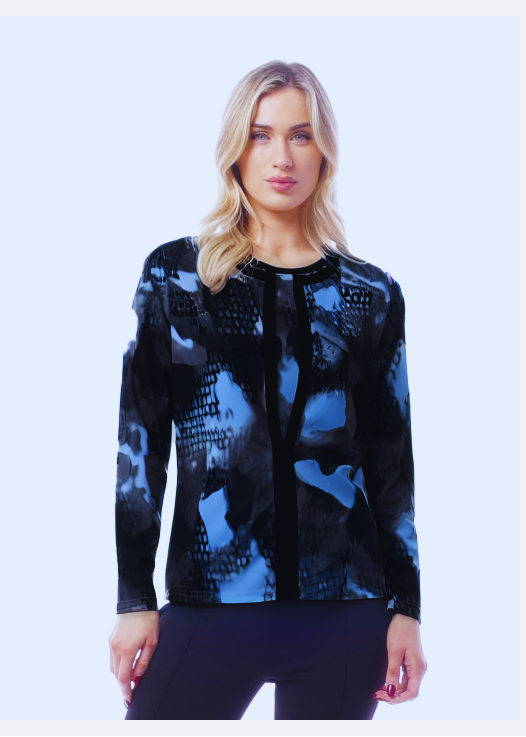 Libra Royal blue and Black Print Twinset  Ltp1961 Blue