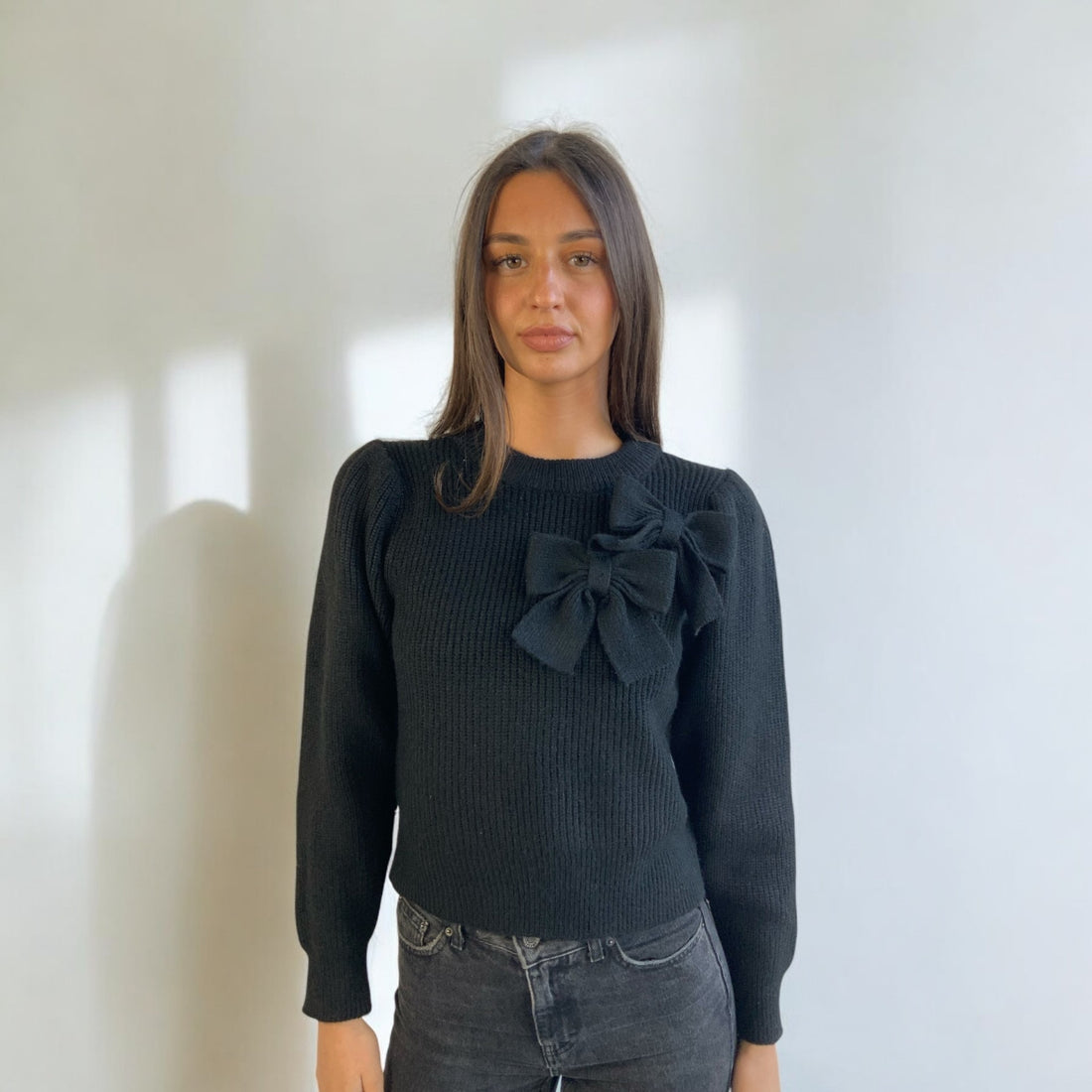 Danielle Black Bow Knit