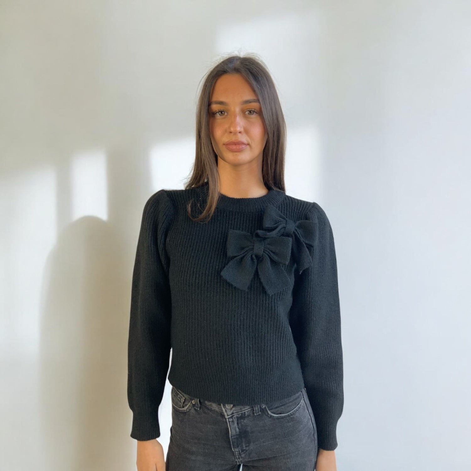 Danielle Black Bow Knit