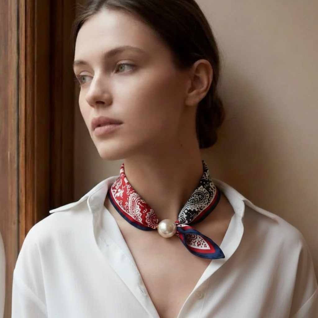 Tricolour Paisley Scarf - Red Dominant