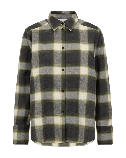 Free/Quent Check shirt in grey and green print 211828