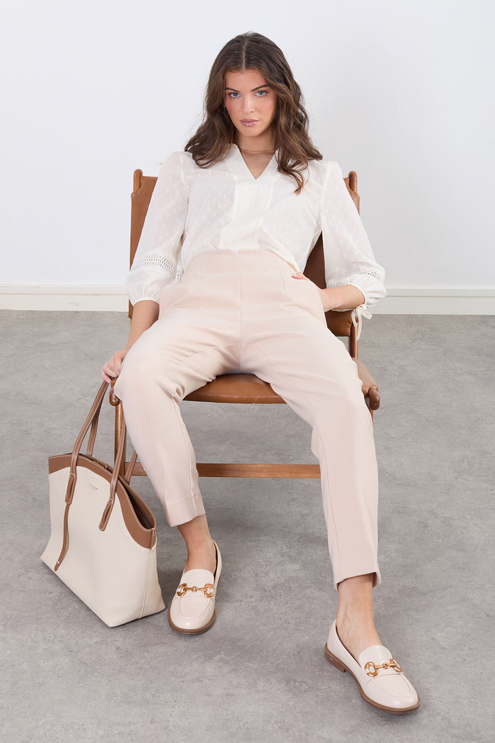 Dobby burnout blouse in White