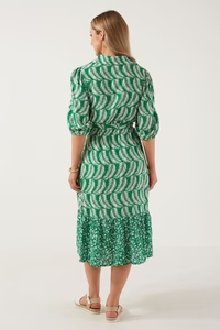 Palm print Shirt dress in green