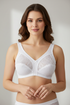 White supportive bra on model