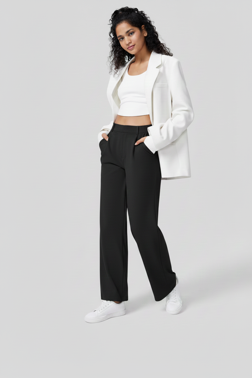 Wide Leg Trousers - Black