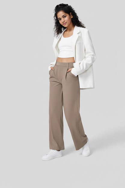 Wide Leg Trousers - Cool Mocha