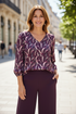 Yew V-Neck Plum Print Top – Coordinating Outfit