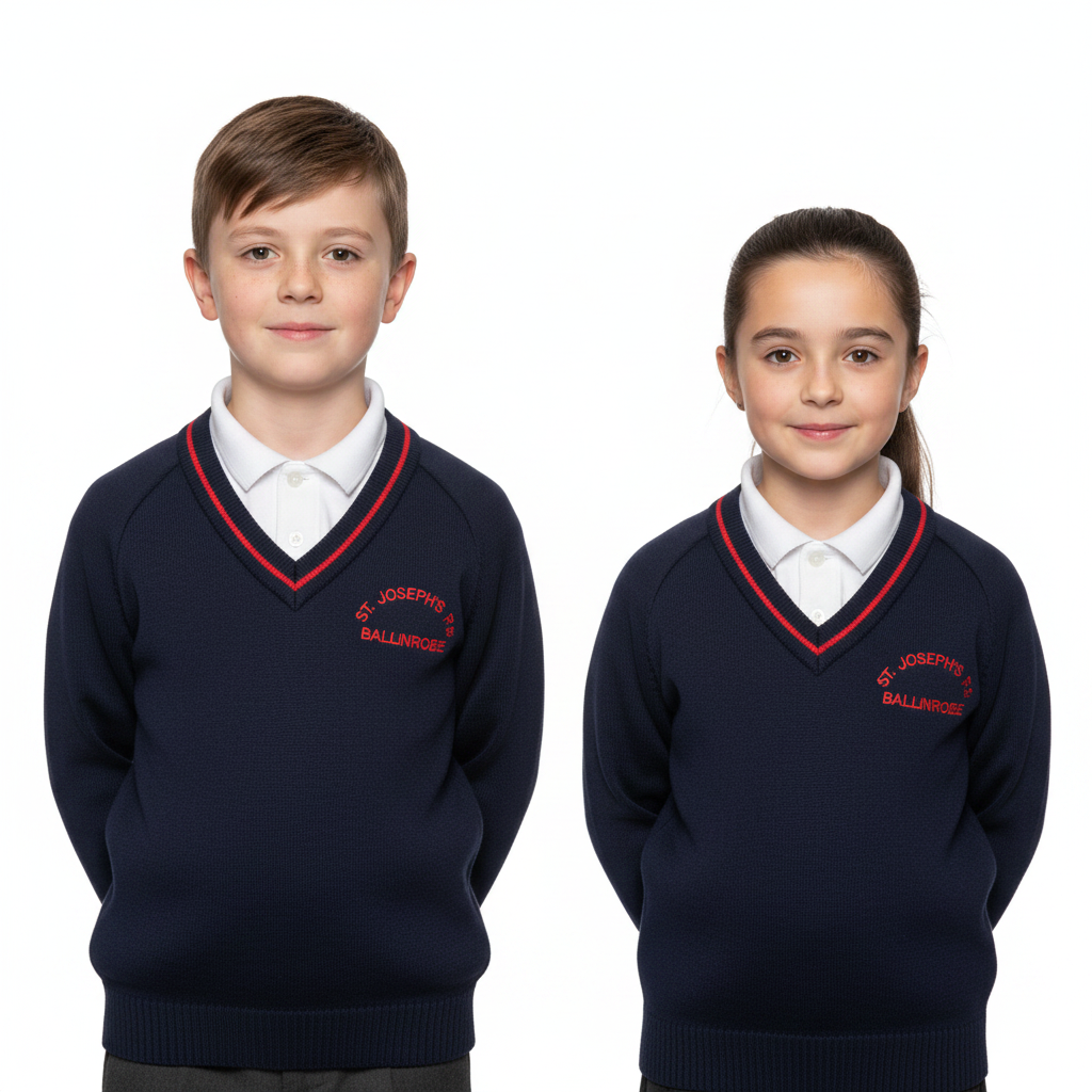Young Boy and Girl - Red Primary School Jumper - Square