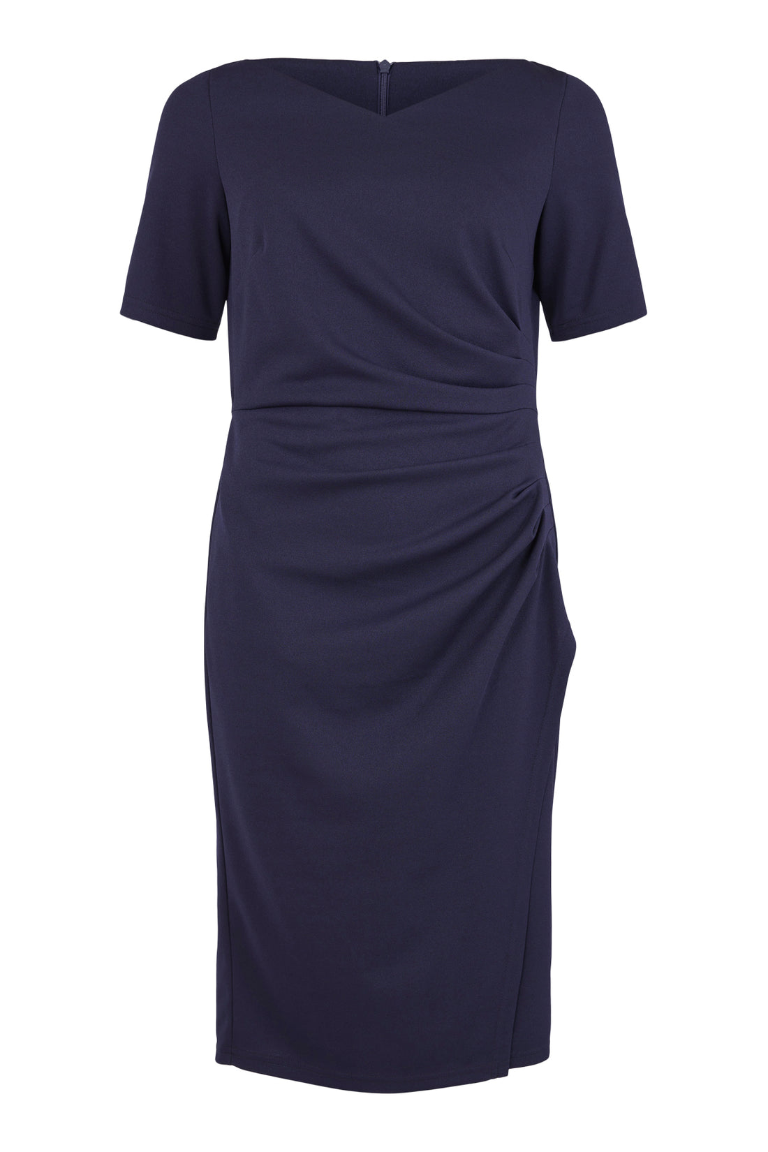 Tia Stretch dress with ruching green/navy 78584 7341