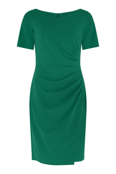 Tia Stretch dress with ruching green/navy 78584 7341