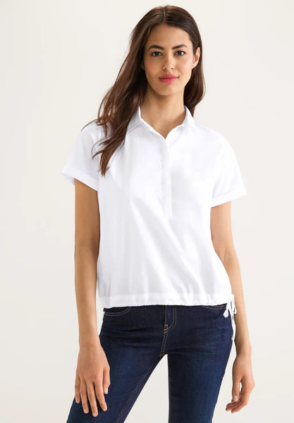 Street One short sleeve cotton shirt with drawstring waist white or pink  343902