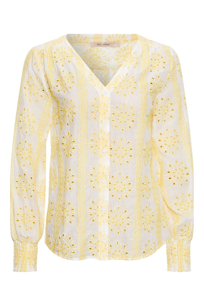 Rue De Femme  White and Lemon v neck shirt 6981 Rossa