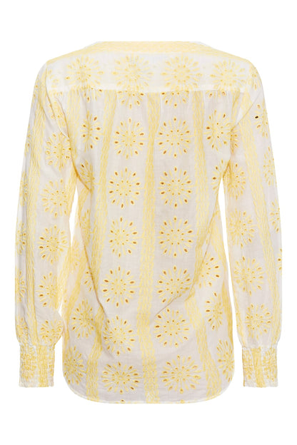 Rue De Femme  White and Lemon v neck shirt 6981 Rossa - pop up shop