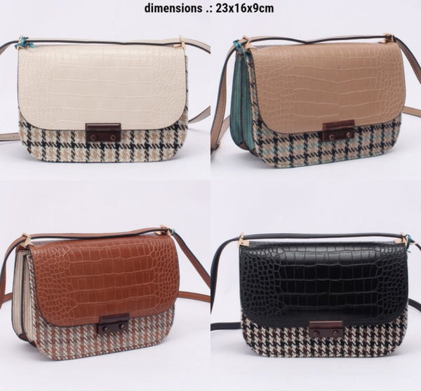 Houndstooth Crossbody Bag black