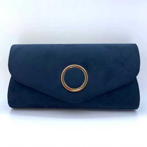 Suede Clutch bag with gold hardware