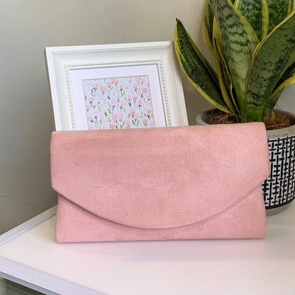 SUEDE CLUTCH BAG WITH LONG CHAIN 12 colours