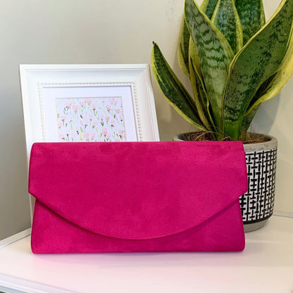 SUEDE CLUTCH BAG WITH LONG CHAIN 12 colours